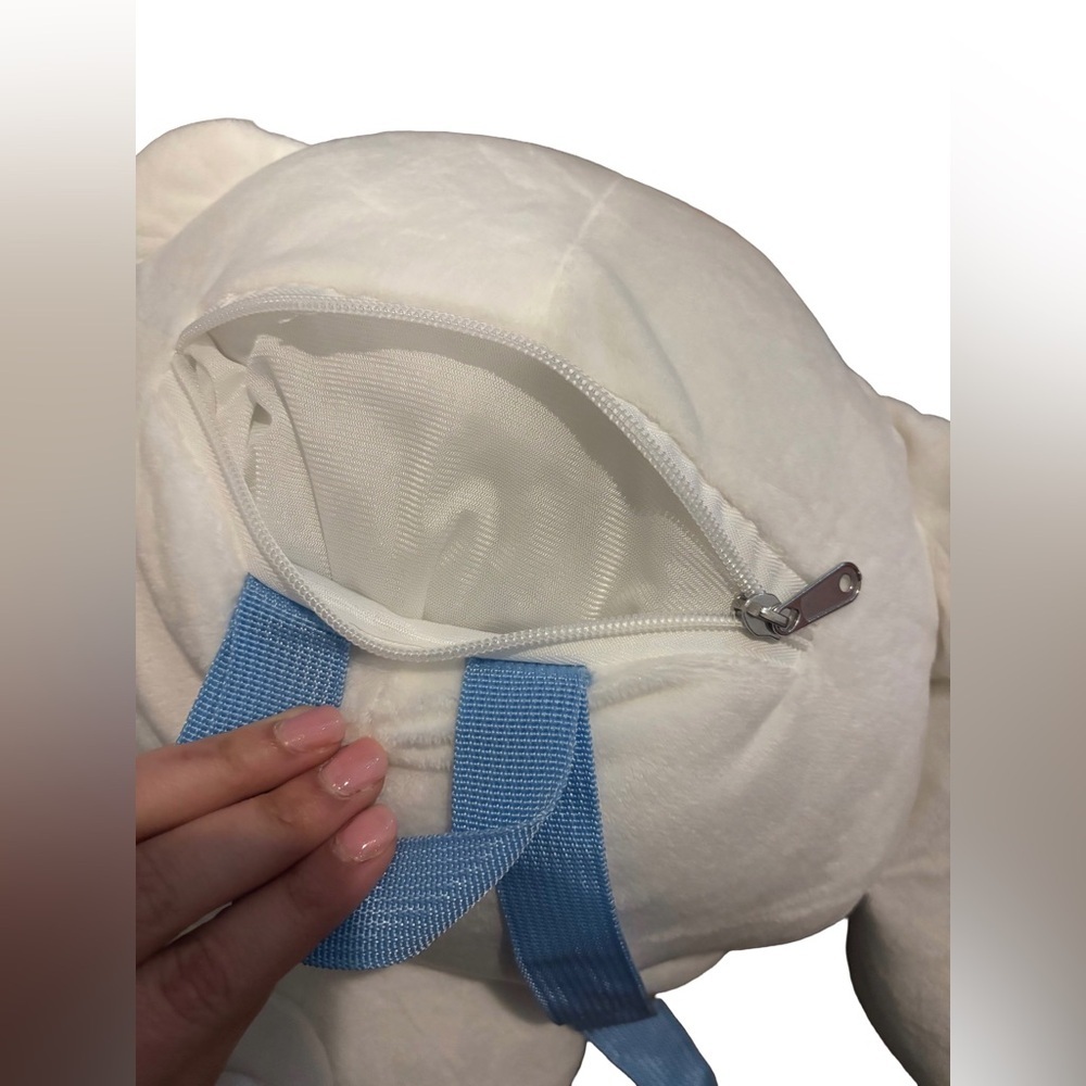 Sanrio Cinnamoroll Plush Backpack 13” White Blue Straps Zipper Pocket - Picture 3 of 4